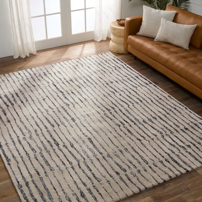 Etho Saville Cream/Slate Grey Wool Hand-Tufted Area Rug