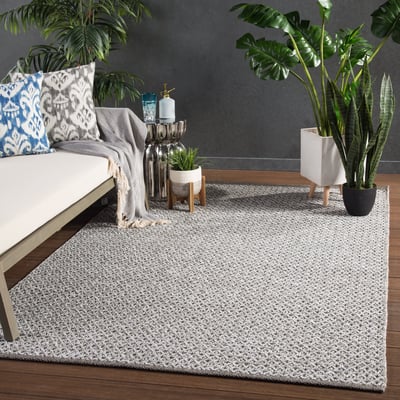 Nirvana Foster Pumice Stone/Black Handmade Outdoor Area Rug