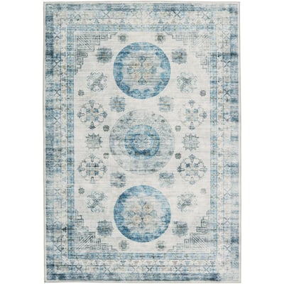 Kalesi Nyria Blue/Light Grey Printed Area Rug