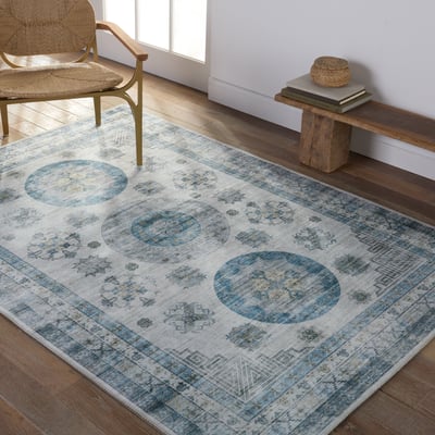 Kalesi Nyria Blue/Light Grey Printed Area Rug