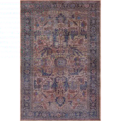 Vindage Printed Ainsworth Blue/Pink Cotton Area Rug