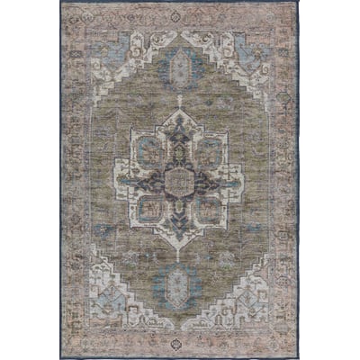 Vindage Printed Chaplin Green/Blue Cotton Area Rug