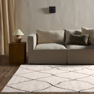 Jaida Treble Ivory/Black Area Rug