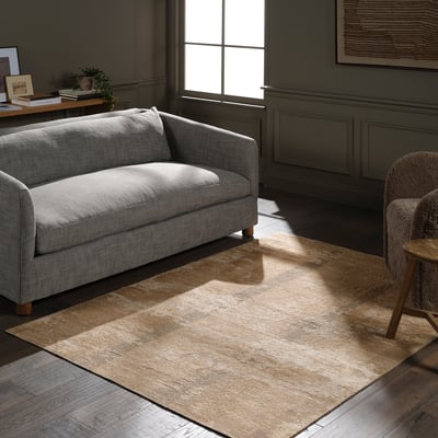 Edage Daere Tan/Green Jute Printed Area Rug