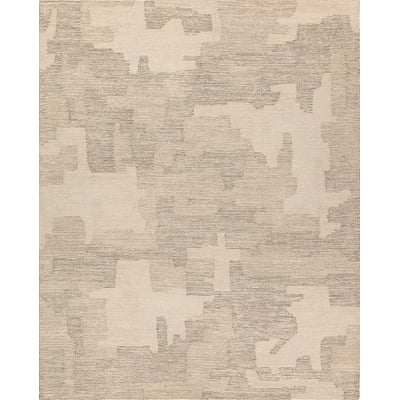 Labyrinth Tenley Grey/Tan Wool Hand-Tufted Area Rug