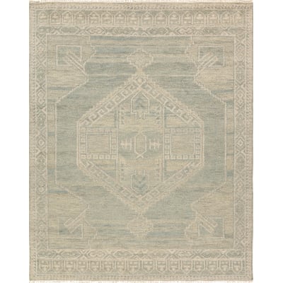 Sevak Sarosh Green/Cream Wool Hand-Knotted Area Rug
