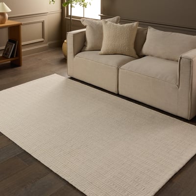 Nakasa Jeston Tan/White Wool Handwoven Area Rug