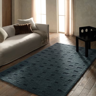 Aibel Liva Blue Wool/Cotton Hand-Tufted Machine-Washable Area Rug