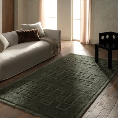 Aibel Tulay Green Wool/Cotton Hand-Tufted Machine-Washable Area Rug