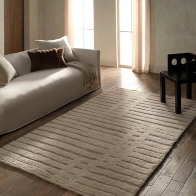 Aibel Vildan Tan/Brown Wool/Cotton Hand-Tufted Machine-Washable Area Rug