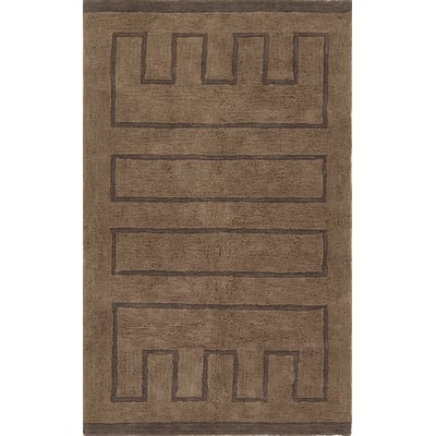 Aibel Ziyan Brown Wool/Cotton Hand-Tufted Machine-Washable Area Rug