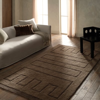 Aibel Ziyan Brown Wool/Cotton Hand-Tufted Machine-Washable Area Rug