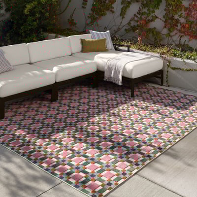 Alina Alik Pink/Green Outdoor Area Rug
