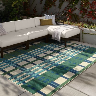 Alina Mohair Blue/White Outdoor Area Rug