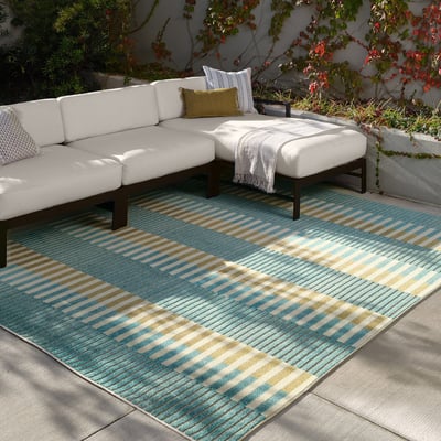 Alina Nori Blue Outdoor Area Rug