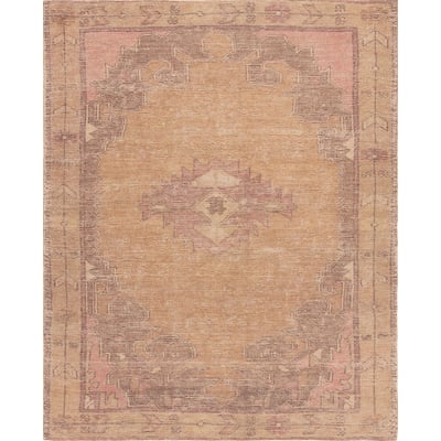 Elaida Caria Tan/Pink Jute/Cotton Handwoven Area Rug