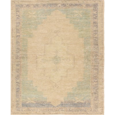 Elaida Umut Tan/Blue Jute/Cotton Handwoven Area Rug