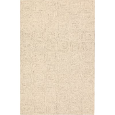 Kafes Aleric White/Grey Wool Hand-Tufted Area Rug