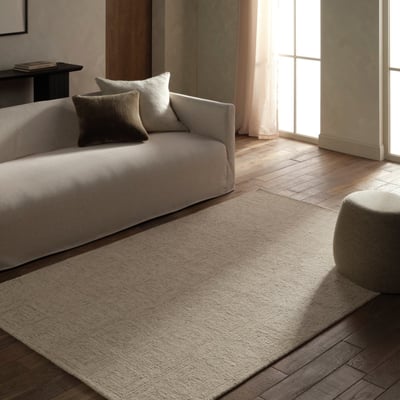 Kafes Aleric White/Grey Wool Hand-Tufted Area Rug