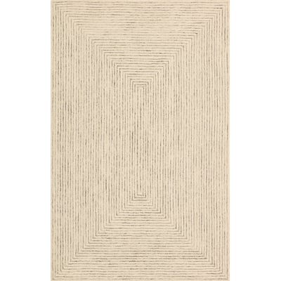 Kafes Knox White/Tan Wool Hand-Tufted Area Rug