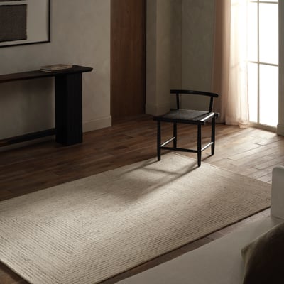 Kafes Knox White/Tan Wool Hand-Tufted Area Rug
