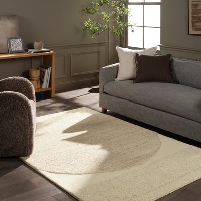 Reyner Haryana Tan/White Wool Hand-Tufted Area Rug