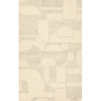 Reyner Pali Tan/White Wool Hand-Tufted Area Rug