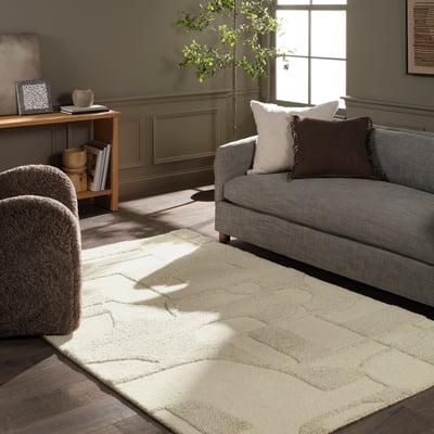 Reyner Pali Tan/White Wool Hand-Tufted Area Rug