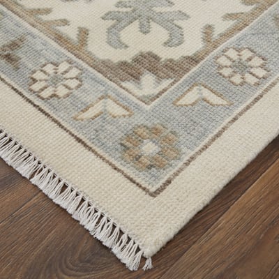 Karina 90969G5F Beige/Grey Wool Hand-Knotted Area Rug