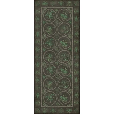 Williamsburg Vintage Vinyl Crewelwork Non-Slip Backing Area Rug