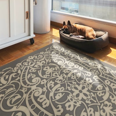 Classic Vintage Vinyl Pattern 77 Non-Slip Backing Area Rug