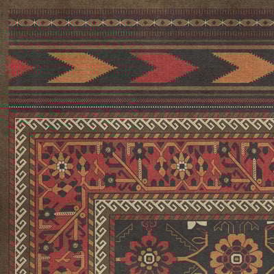 Persian Bazaar Vintage Vinyl Balouch Non-Slip Backing Area Rug