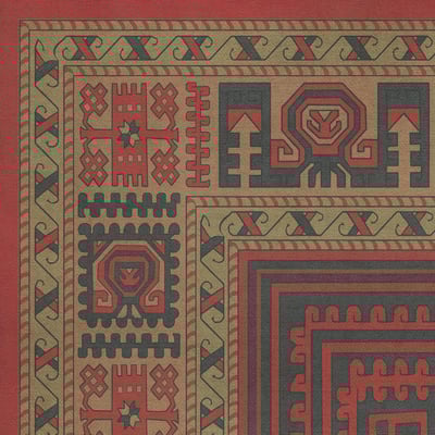 Persian Bazaar Vintage Vinyl Bergama Non-Slip Backing Area Rug