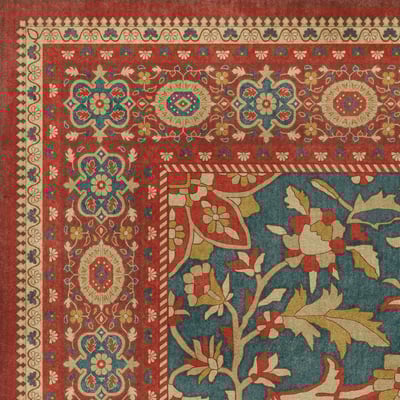 Persian Bazaar Vintage Vinyl Farahan Non-Slip Backing Area Rug