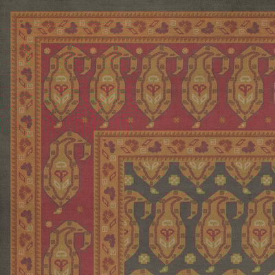 Persian Bazaar Vintage Vinyl Kintala Non-Slip Backing Area Rug