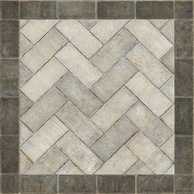Williamsburg Vintage Vinyl Herringbone Non-Slip Backing Area Rug