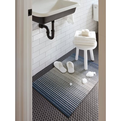 Shag Domino Stripe Non-Slip Backing Outdoor Area Rug