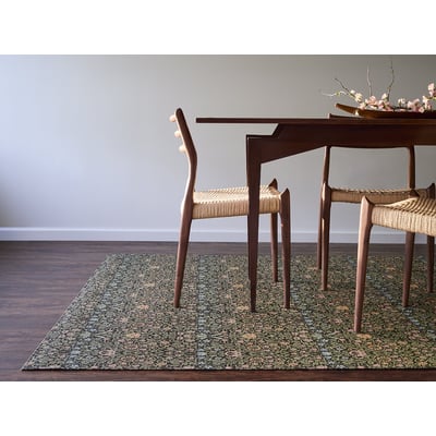 Woven William Morris Green/Pink/Blue Non-Slip Backing Outdoor Area Rug