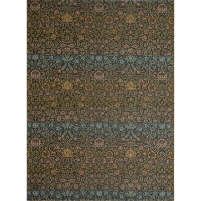 Woven William Morris Green/Pink/Blue Non-Slip Backing Outdoor Area Rug