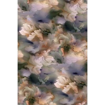 Green House Aqua Flora Wool Printed Area Rug