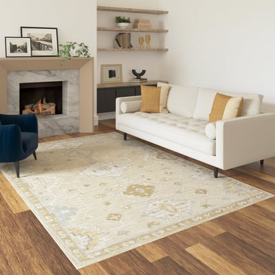 Cora Everly Beige/Seafoam Wool Hand-Tufted Area Rug