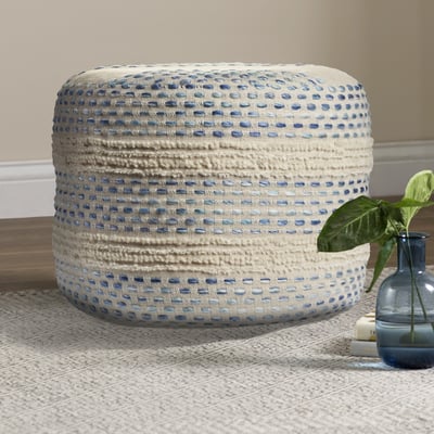 Sestine Pouf Aria Blue/Cream Cotton