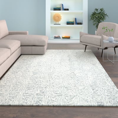 Aaron Heather Silver Wool Hand-Tufted Area Rug