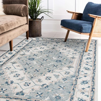 Beaux Mona Grey Wool Hand-Tufted Area Rug
