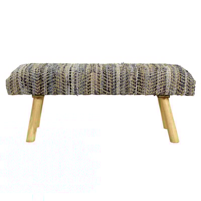 Garies Natie Bench Blue/Beige Cotton/Jute Handmade