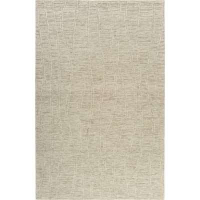 Harry Won Light Taupe/Cream Wool Hand-Tufted Area Rug