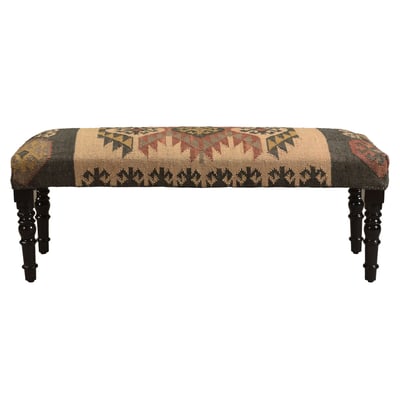 Riley Aby Bench Black/Tan Jute/Wool Handmade
