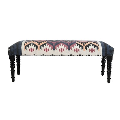 Riley Roy Bench Blue/Black/Red Jute/Wool Handmade