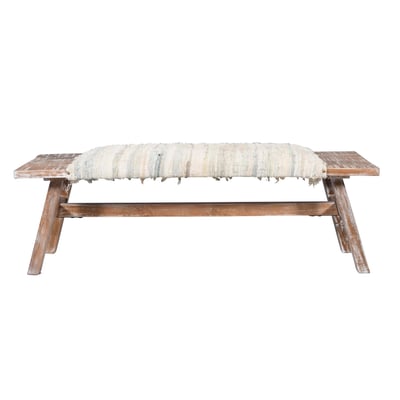 Tina Surry Bench White/Blue Cotton Handmade