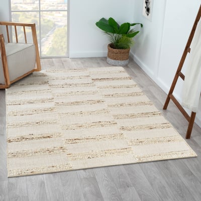Nicosa Sen White/Beige Wool/Jute Handwoven Area Rug